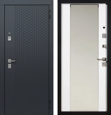 Входные двери TR 8 ЮП-24 ZB 856-2 Грей - ЮП-16 (декоративная зеркальная вставка) ZB Белый