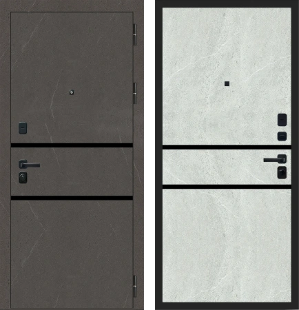 Входные двери M108 ФЛП-121 Мрамор грей темный - ФЛП-121 Мрамор грей светлый