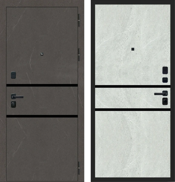 Входные двери M108 ФЛП-121 Мрамор грей темный - ФЛП-121 Мрамор грей светлый